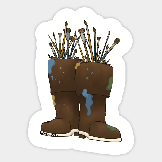 Paint Brush Rain Boots Sticker by Pastel.Punkk